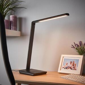 Lampa biurkowa LED Kuno Lindby, możliwość ściemniania, czarny, biuro, tworzywo sztuczne, nowoczesny