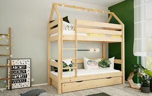 Łóżko piętrowe Vigore : Rozmiar - 90x200, Szuflada - Nie, Rodzaj drewna - Sosna, Wybarwienie drewna - Sosna naturalna