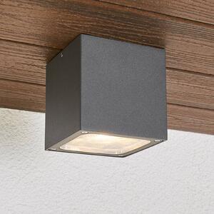 Lampa sufitowa LED Lucande Tanea, 12x12 cm, ciemnoszara, IP54 Tanea, aluminiowy / szary / cynkowy, aluminium, nowoczesny
