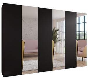 Szafa uchylna otwierana Piano 2 300 (3x100) wys. 202 cm czarny + u. zÅoty