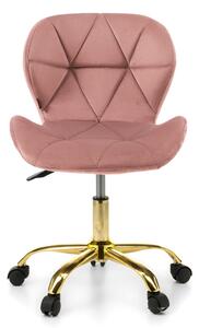 EMWOmeble Krzesło obrotowe różowe ART118S / welur #44 złote nogi