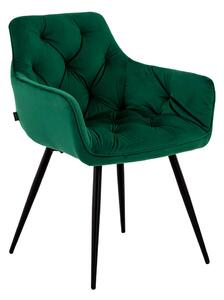 EMWOmeble Krzesło tapicerowane DC-0082-3 zielony welur, czarne nogi