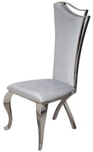 Krzesło glamour Queen Silver - krzesło tapicerowane szare