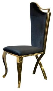 Krzesło glamour Queen Gold Black - złote krzesło tapicerowane czarne