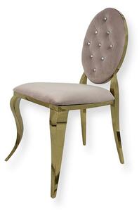 Krzesło Ludwik II Gold glamour Pink - złote krzesła pikowane kryształkami