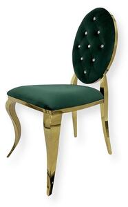 Krzesło Ludwik II Gold glamour Green - złote krzesła pikowane kryształkami