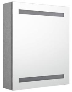 Szafka łazienkowa z lustrem i LED, szarość betonu, 50x14x60 cm