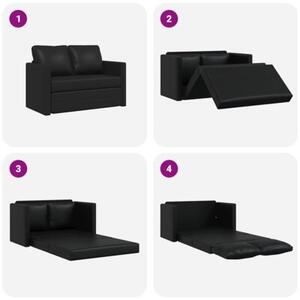 Sofa podÅogowa 2-w-1, czarna, 112x174x55 cm, sztuczna skÃ³ra