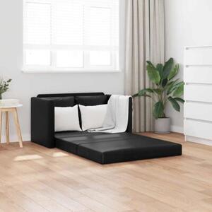 Sofa podÅogowa 2-w-1, czarna, 112x174x55 cm, sztuczna skÃ³ra