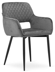 Szare nowoczesne krzesło metalowe welurowe - Rones 3X