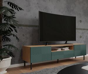 Elegancki stolik telewizyjny z szufladą artisan/zieleń