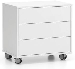 Szafka na kółkach, 3 szuflady White LAYERS, 600x400x575 mm, biały / szary