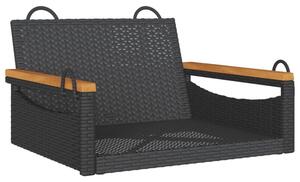 Ławka bujana, czarna, 63x62x40 cm, polirattan