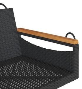 Ławka bujana, czarna, 63x62x40 cm, polirattan