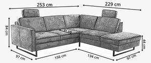Sofa narożna po prawej stronie na czarnych metalowych nogach