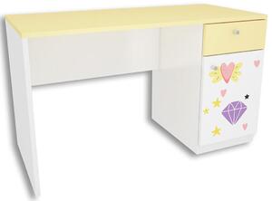 Biało-żółte biurko dla dziewczynki Lili 2X - 3 kolory