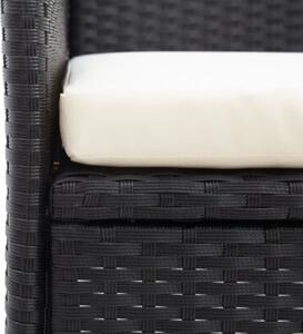 Dwuosobowa ławka ogrodowa ze stolikiem 143 cm rattan pe, czarna