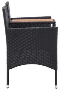 Dwuosobowa ławka ogrodowa ze stolikiem 143 cm rattan pe, czarna