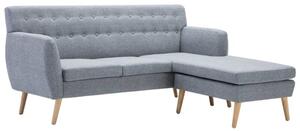 Sofa z leÅ¼ankÄ , obita tkaninÄ , 171,5x138x81,5 cm, jasnoszara