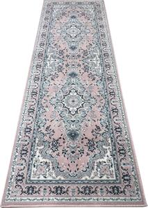 Długi dywan 80x250 cm w orientalny wzór, odcienie różowego