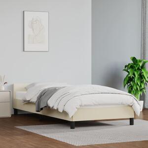 Rama łóżka z zagłówkiem, kremowa, 80x200 cm, sztuczna skóra