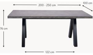 Stół do jadalni o wyglądzie betonu Apex, rozsuwany