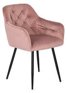 Różowe krzesło fotelowe z pikowanym oparciem - Damo