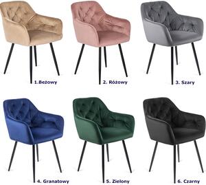 Szare welurowe krzesło z podłokietnikami - Damo