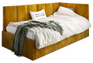 Tapicerowane łóżko młodzieżowe 80x200 - musztardowy - Barnet 3X