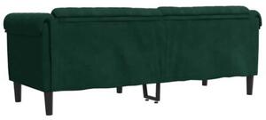 Sofa 3-osobowa, ciemnozielona, tapicerowana aksamitem