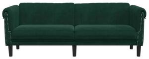Sofa 3-osobowa, ciemnozielona, tapicerowana aksamitem