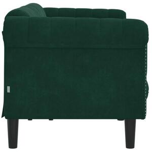 Sofa 3-osobowa, ciemnozielona, tapicerowana aksamitem