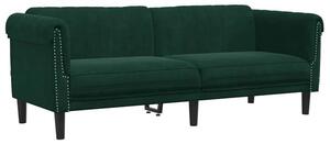 Sofa 3-osobowa, ciemnozielona, tapicerowana aksamitem