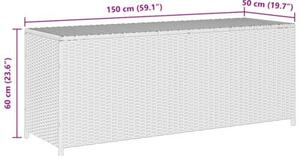 Skrzynia ogrodowa, szara, 150 x 50 x 60 cm, rattan pe