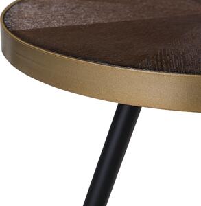 Nowoczesny stolik kawowy okrągły 44 cm na trzech nogach złoty ciemne drewno Ramona Beliani