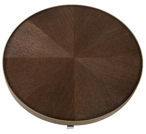 Nowoczesny stolik kawowy okrągły 44 cm na trzech nogach złoty ciemne drewno Ramona Beliani