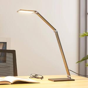 Lampa biurkowa LED Mion Lucande, możliwość ściemniania, aluminiowy / szary / cynkowy, biuro, aluminium, nowoczesny