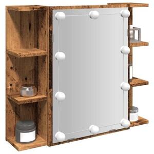 Szafka lustrzana z diodami LED stare drewno 70x16,5x60 cm