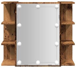 Szafka lustrzana z diodami LED stare drewno 70x16,5x60 cm