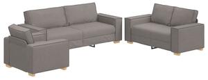 Sofa 3 szt. ciemnoszary tkanina lniana