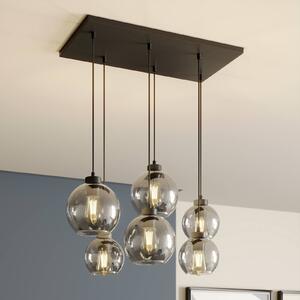 TK Lighting Lampa wisząca Cubus, dymny szary, szkło, 74 cm długości, 6-punktowa