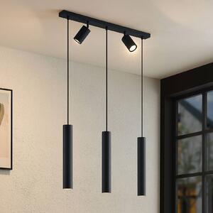 Lampa wisząca Sanad Lindby, możliwość ściemniania, czarny, salon / jadalnia, metal, nowoczesny