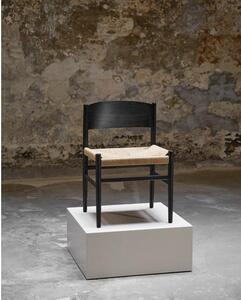 Ręcznie wykonane krzesło z drewna z plecionym siedziskiem Nestor