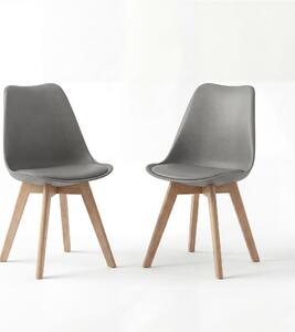 Zestaw 2 krzeseł do jadalni BEALIFE TB18 | Ergonomiczne, wysokość siedziska 45 cm, nogi z PP i drewna, skandynawski design | Do jadalni i gabinetu | Czarno-białe