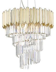 Złota lampa wisząca Gladius nad stół do jadalni crystal glamour