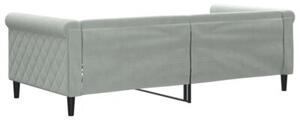 Sofa z funkcją spania, jasnoszara, 90x190 cm, obita aksamitem