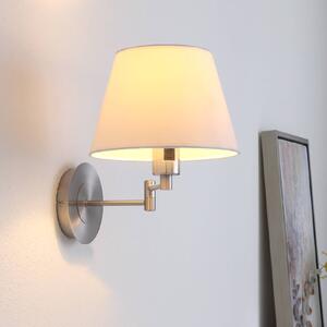 Kinkiet POLA Lindby, możliwość ściemniania, aluminiowy / szary / cynkowy, salon / jadalnia, tkanina / materiał / jedwab, nowoczesny