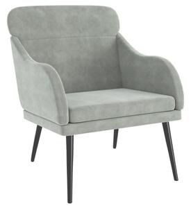 Fotel, jasnoszary, 63x76x80 cm, obity aksamitem