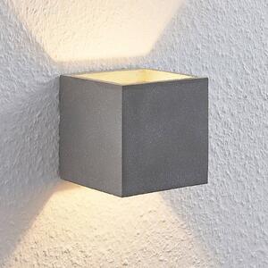 Lampa ścienna Lindby Nellie, szara, beton, szer. 11,5 cm