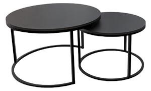 Zestaw dwóch czarnych stolików kawowych - Mirden 3X